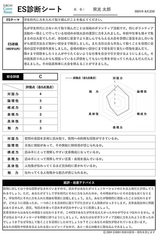 ES診断シート